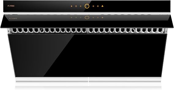 FOTILE JQG9006 36" Under-Cabinet or Wall-Mount Range Hood | Dual DC-Motor | Slant Vent Series | Motion Activate| Touchscreen with 4 Speed Level | Modern Kitchen Black Schott Glass