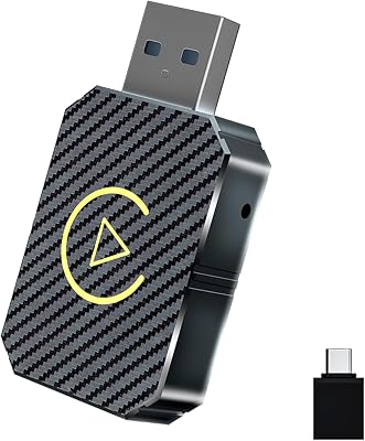 Wireless Carplay Adapter for Apple iPhone, 2 in 1 Function for Apple carplay and Android Auto, car Box dongle mini Compact, Plug and Play, Easy to OperateCarbon Fiber Color
