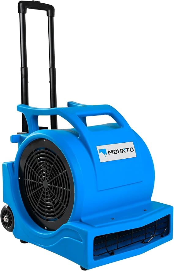 MOUNTO 3-Speed 1Hp 4000 Plus CFM Monster Air Mover Floor Carpet Dryers with Handle Wheelkit (Blue)