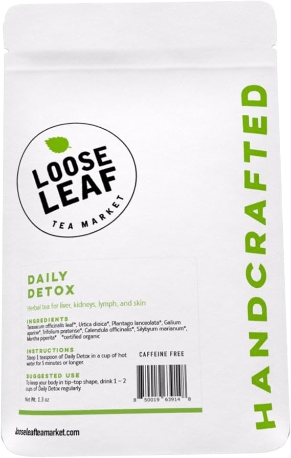 Daily Detox Cleansing Herbal Tea, Caffeine Free Organic Loose Leaf Tea for detoxing