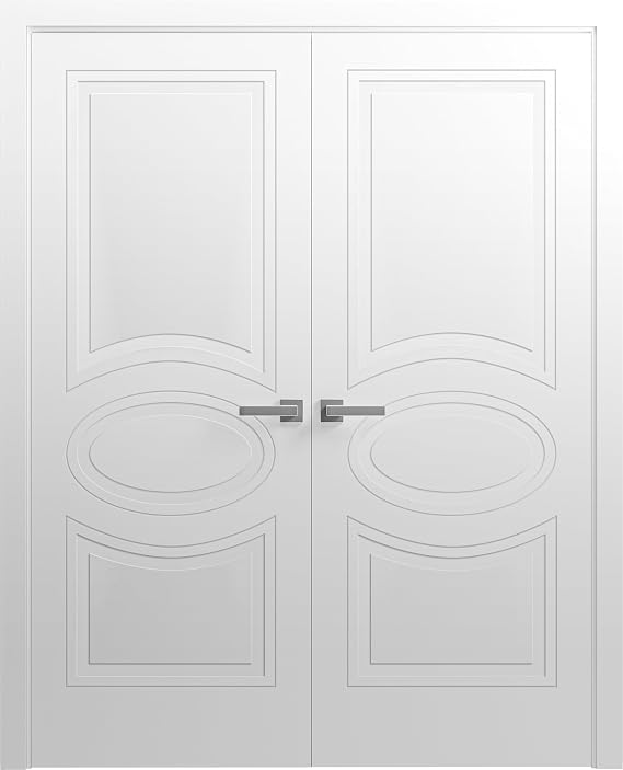 VDOMDOORS Mela 7001 | Double Swing Interior French Doors with Glass, MDF, Hardware Included, 36x80, White, Classic