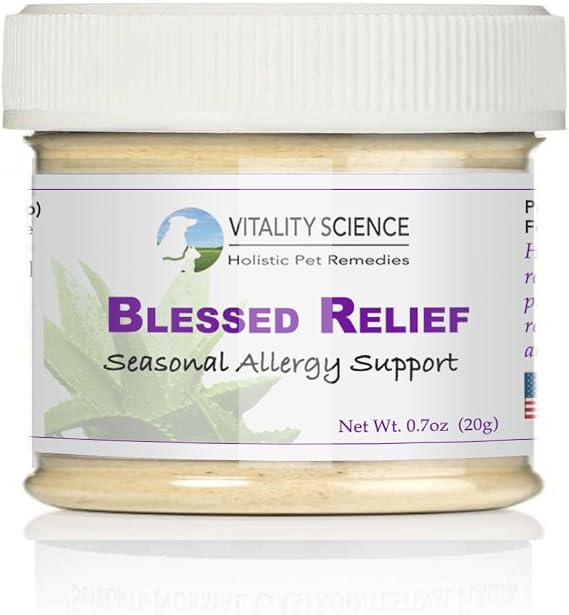 Vitality Science Blessed Relief for Cats | Seasonal Allergy Support | Improves Respiratory Function and Breathing | Heals Skin Helps Irritation (20g)