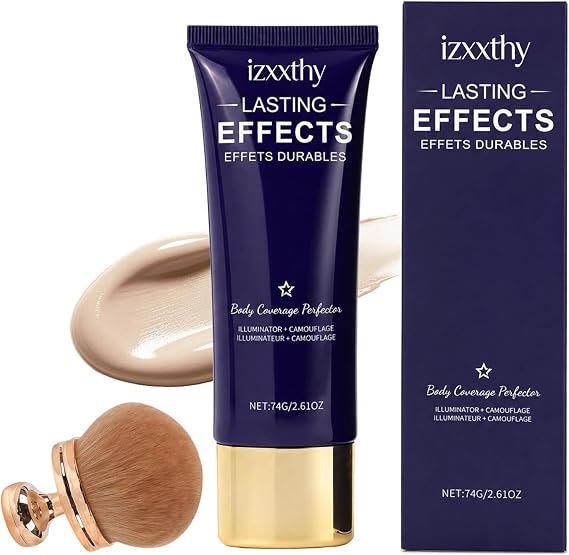 Sunny Bee Body Coverage Perfector, All over Complexion Perfector with Large Body Makeup Brush, Tattoo Cover up Cream Waterproof, Long Last Body Coverage Perfector Waterproof for Women (Ivory White)