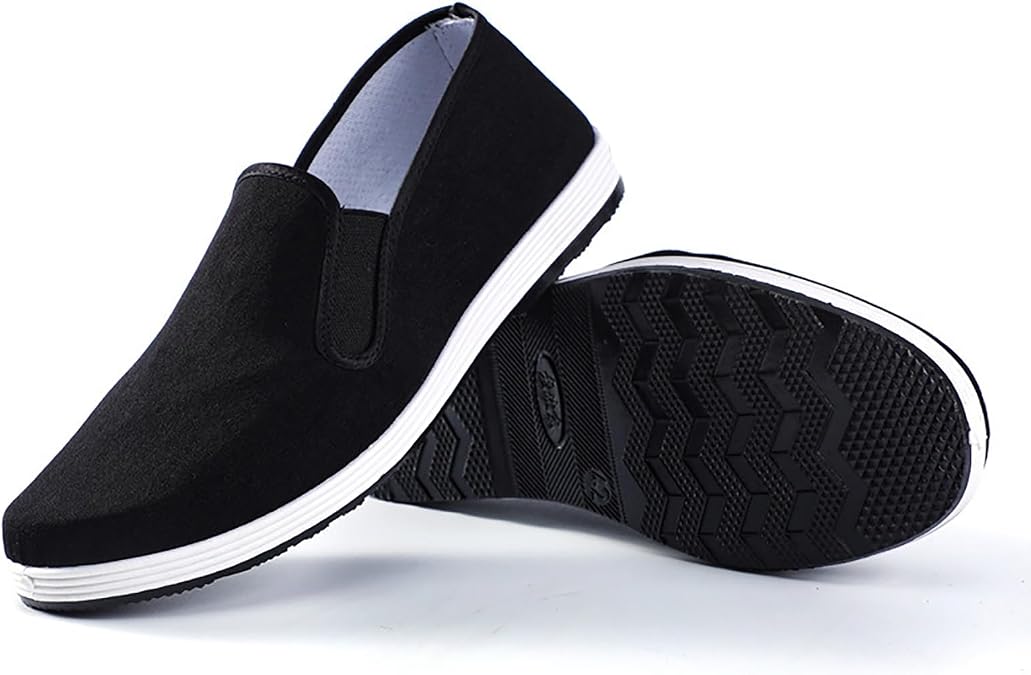 Chinese Kung Fu Shoes, Tai Chi Shoes for Men, Traditional Old Beijing Slippers, Unisex Martial Art Chinese Slippers Rubbe Anti-Slip Black