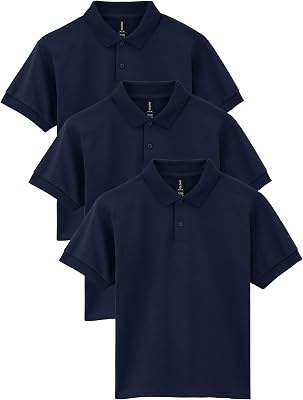 Gildan Unisex-Child DryBlend Short Sleeve Polo, Style G8800b, 3-Pack