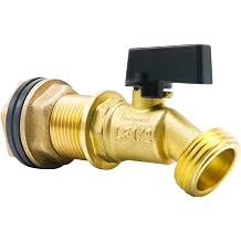 3/4 inch rain Barre Bulkhead Spigot kit, Connect Garden Hose, Brass Valve Faucet for Outdoor Water Bucket rainwater Tank(1 pc)