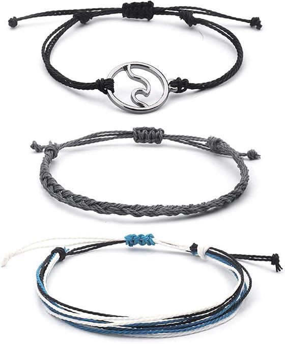 Softones VSCO String Wave Bracelets for Women Handmade Colorful Waterproof Adjustable Braided Beach Bracelet Set for Women