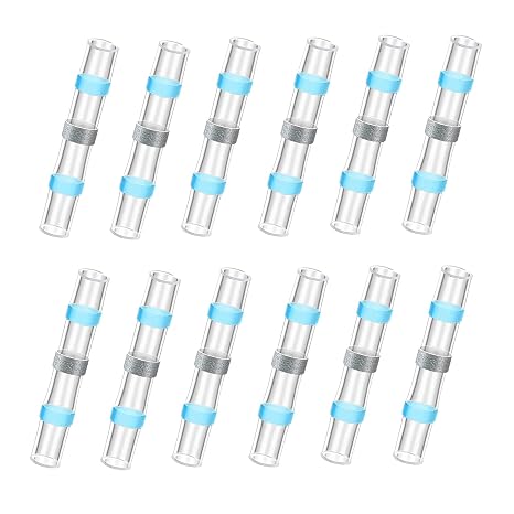 150 Pcs AWG 16-14 Blue Heat Shrink Butt Connector,Marine Grade Waterproof Electrical Solder Wire Connectors for Automotive Marine Boat Trailer