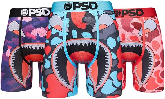 PSD Men's Camo Warfaces 3-Pack Boxer Briefs, Multi, S