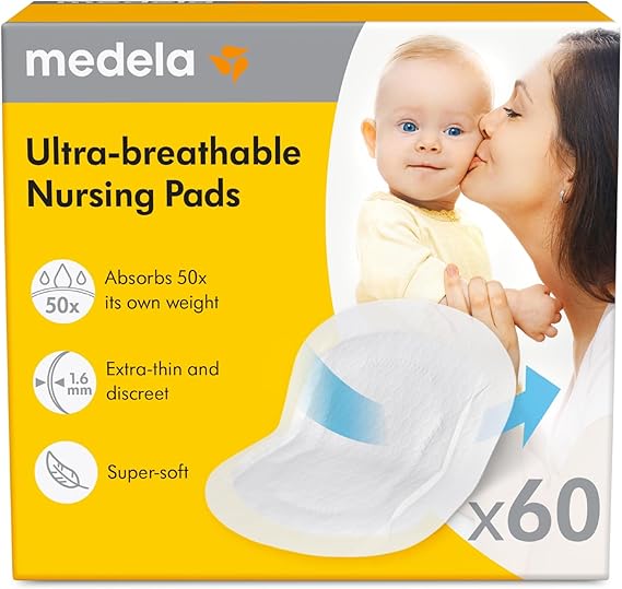 Medela Ultra-Breathable Nursing Pads, Highly Absorbent, Discreet Design for Comfortable Wear, Pack of 60