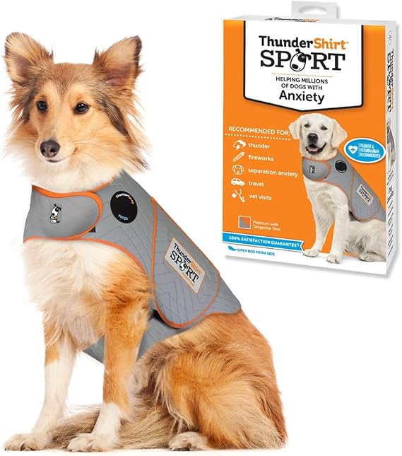 ThunderShirt for Dogs Calming Anxiety Vest, Large, Platinum Sport | Skin-Friendly Dog Anxiety Shirt, Helps Reduce Stress from Thunder, Fireworks & Travel