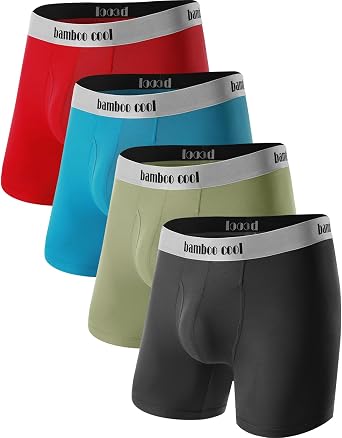 BAMBOO COOL Mens Ultra Breathable Underwear,No Riding Up Boxer Briefs with ComfortFlexible Waistband,Multipack