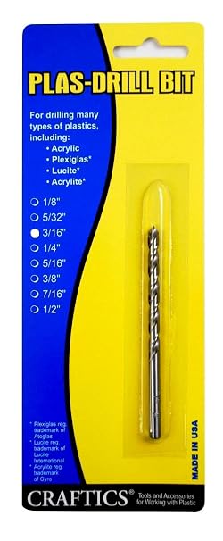 3/16" Drill Bit for Plastic (Acrylics, Plexiglas, Lexan, ABS, PVC, and More) for Hand Held Drills