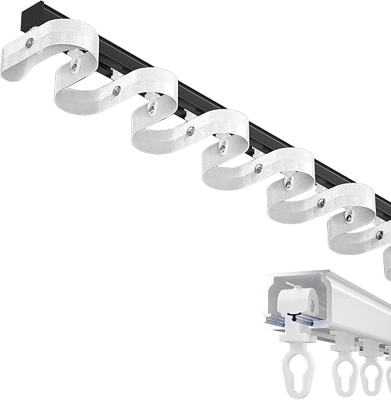 Heavy Duty Curtain Track Rail, Water Wave Serpentine Slide Track, Wall Ceiling Mounted Runner, Snap Track with Tape Set, Adjustable Length 1m to 6m