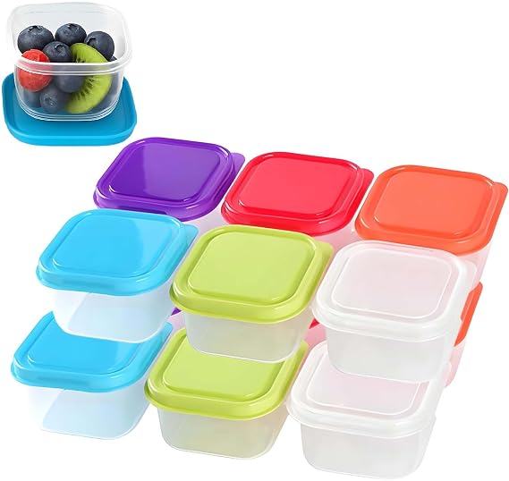 12Pcs Small Food Containers with Lids, Stackable Mini Snack Pots
