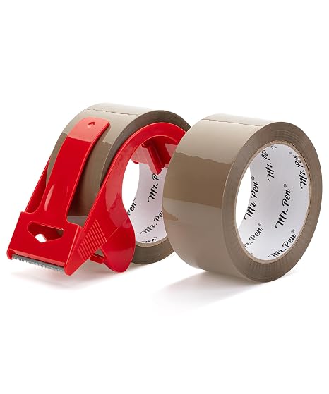 Mr. Pen- Packing Tapes, 2" Wide, 60 Yard, Brown, 2 Pack with 1 Dispenser Gun, 2.6 mil, Heavy Duty Packing Tape with Dispenser