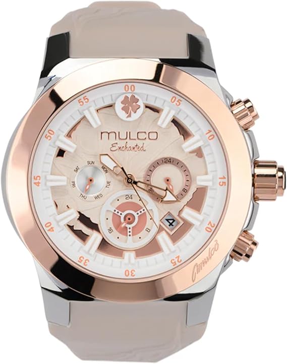 MULCO Luxury Waterproof Watch for Women - Rose Gold Stainless Steel Analog | Large Face Case Quartz Watch with Mother of Pearl Dial, Rose Gold Watch and Silicone Band