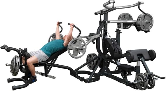 Body-Solid Free-Weight Olympic Leverage Flat Incline Decline Machine without Bench, Arm & Leg Strength Training Functional Exercise Workout Station