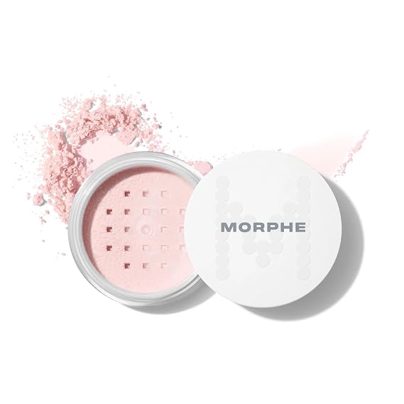Morphe Bake & Set Brightening Setting Powder - Lightweight, Talc-Free, Loose Powder for Face Makeup with a Soft, Natural Finish - Minimizes Shine for Up to 24HR - Brightening Pink (0.09 oz)
