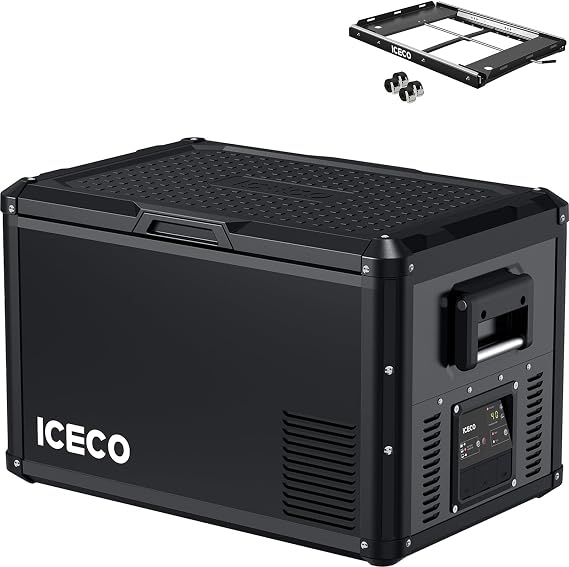 ICECO 63.4 Quarts VL60 Pro Portable Fridge Refrigerator, Multi-directional Lid, Dual USB & DC 12/24V, AC 110-240V, 12v freezer for Car, Camping, RV, 0F to 50F (VL60 ProS+Slide)