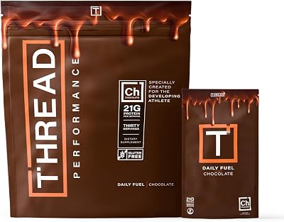 THREAD Performance Daily Fuel - Chocolate Brownie | All-in-One Sports Nutrition for Young Athletes | 21g Protein, 60 Organic Superfoods, Vitamins & Minerals | 30 Servings
