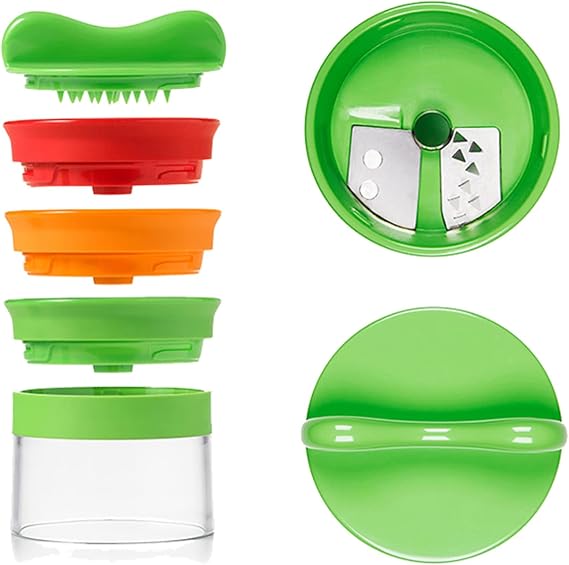 Topyond Zucchini Spiralizer, 3-in-1 Veggie Noodle Maker with 3 Stainless Steel Blades, Compact Handheld Vegetable Slicer with Safety Lid for Veggies Noodles