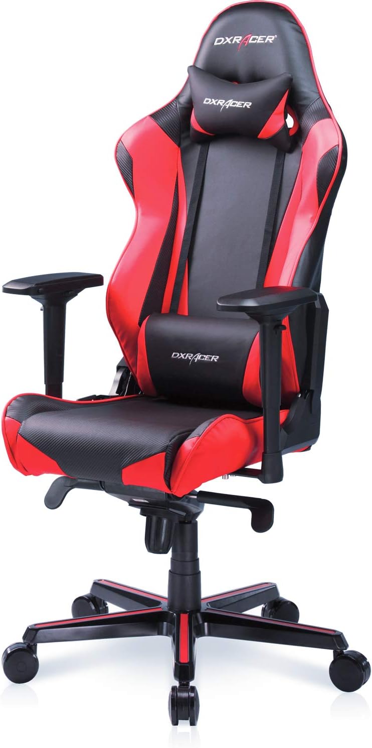 DXRacer Gaming Chair Ergonomic Office Computer High Back E-Sports Racing Seat with 4D Armrest, Adjustment Headrest and Lumbar Support, Racing Series RV001