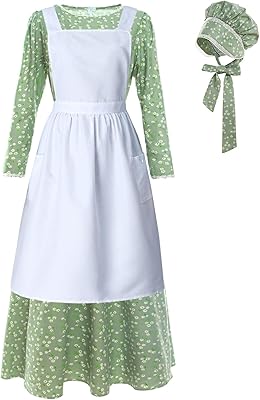 NSPSTT Prairie Dress Women Pioneer Dress Colonial Costume Women Amish Old Fashioned Floral Dresses