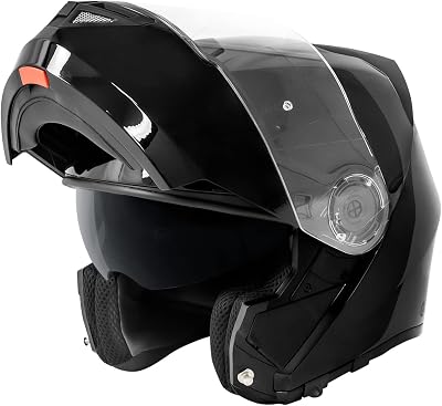 VCAN VX28 Full Face Modular Flip-Up Motorcycle Helmet DOT Approved, Coolmax Cheek Pad & OTG Ready