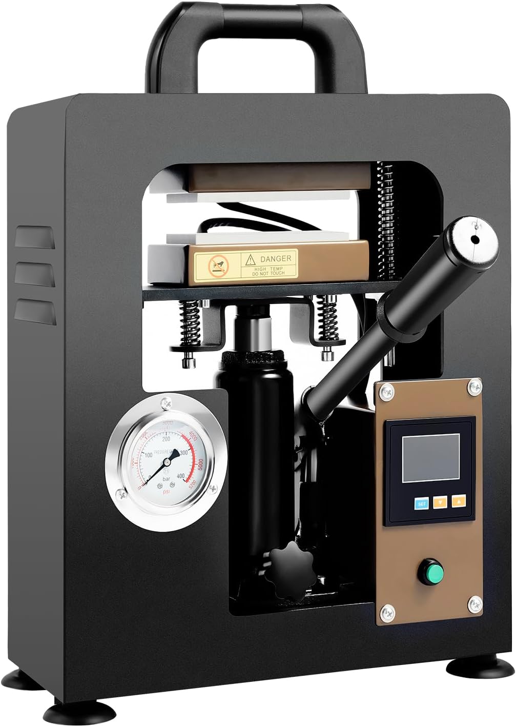 10 Ton Hydraulic Heat Press, 5700psi Manual High Pressure Jack Hot Press w2.4 X 4.7in Dual Heat Plates & LCD Display Stamping Machine Heavy Duty Press for Printing Heat Transfer Equipment