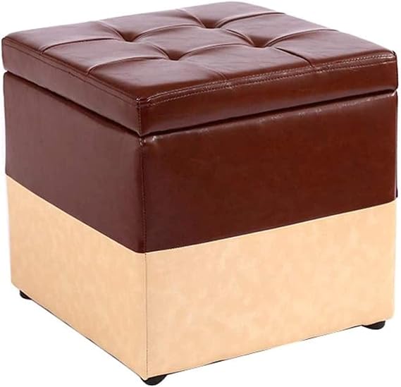 Dressing Table Footrest Storage Stool, Fashion Leather Storage Stool Home Living Room Change Shoes Stool Footstool Foyer Sofa Bench 40×40×40cm Seat Foot Stool
