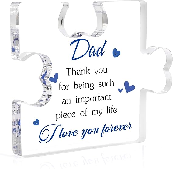 Birthday Gifts for Dad Gifts Acrylic Plaque Puzzle Piece Shaped Decor for Dad Retirement Easter Christmas Thanksgiving Day Gift Idea from Daughter Son for Stepdad Gift Father in Law