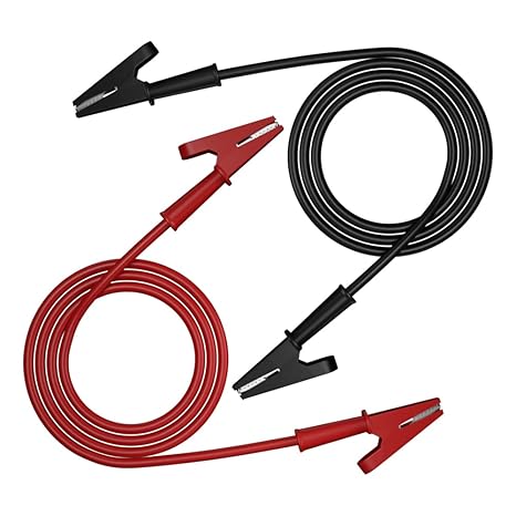2pcs Alligator Clips Clamp Electrical Test Leads Dual Ended Crocodile Wire Cable with Fully Insulated Clips Test Flexible Copper Cable for Electrical Testing Jumper Wire3.3ft/1m