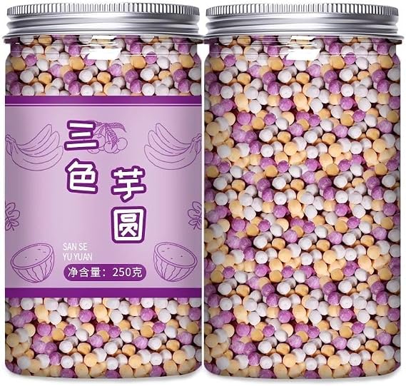 Instant small taro balls, Sweet Bubble Milk Tea, soft and sweet colorful taro balls, pearl milk tea, dessert drink ingredients, small rice dumpling, Chinese dim sum, Summer dessert syrup (250g*1 bag)