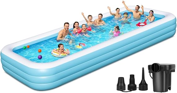 Large Inflatable Pool 180" x 76" x 22" Oversized Swimming Pool for Kids and Adult, Family Blow Up Pool with Air Pump, Durable Thickened Backyard Kiddie Pool for Outdoor, Garden, Summer Water Party
