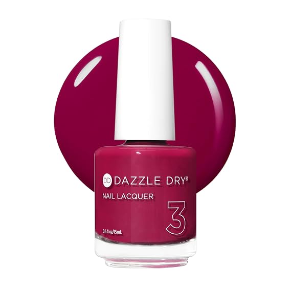 Dazzle Dry Nail Lacquer, Step 3 Raspberry Rush (0.5 fl oz) | A Raspberry With Purple Undertones Full Coverage Cream Finish Quick-Dry