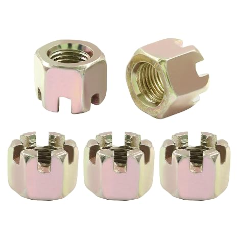 M12 x 1.25mm Hex Slotted Castle Nut, 10Pcs, Chromatic | Grade 4.8 Carbon Steel, Hexagon Castle Nuts, For Wheel Bearings, For Mechanical Equipment