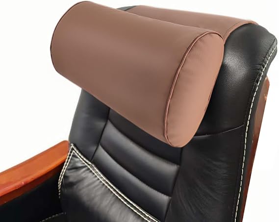 YOUFI Leather Recliner Headrest Pillow with Self-Stabilizing Weighted Base | No-adhesive Design Adjustable Filling for Head Support, Soft Large Neck Pillow for Recliner, Couch, Sofa, Chairs, Brown