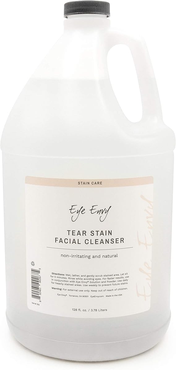 Eye Envy Tear Stain Facial Cleanser for Dogs and Cats. Washes Away Crusty Eye Debris, Eye Boogers, Eye Discharge. Tearless Foaming Formula. Cleans Tear Stains. All-Natural. 1 US Gallon