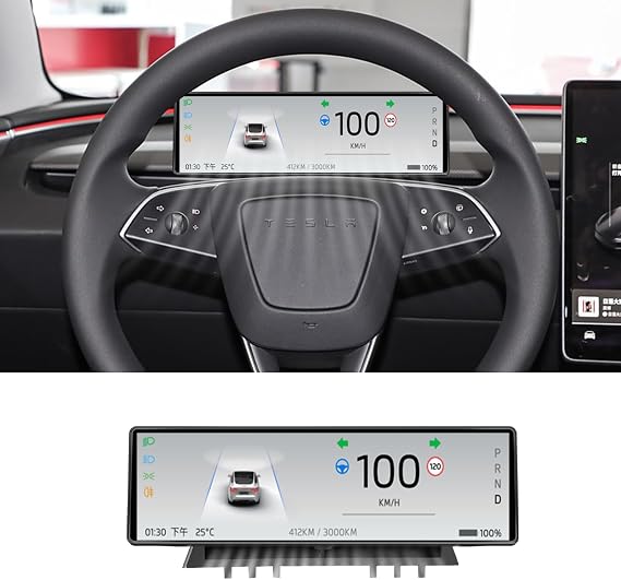 Head Up Display for Tesla Model 3 2017-2023 Model Y 2019-2024 with Wireless/Wired Carplay Android Auto Bluetooth WiFi USB Navigation Power Speed IPS HD Touchscreen (9in-T3)