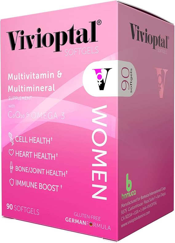 Vivioptal Women, 90 Capsules, CoQ10 & Omega-3, Multivitamin & Multimineral, Gluten Free, German Formula