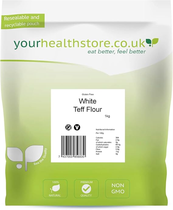 yourhealthstore Premium Gluten Free White Teff Flour off white, 1 kg (Pack of 1)