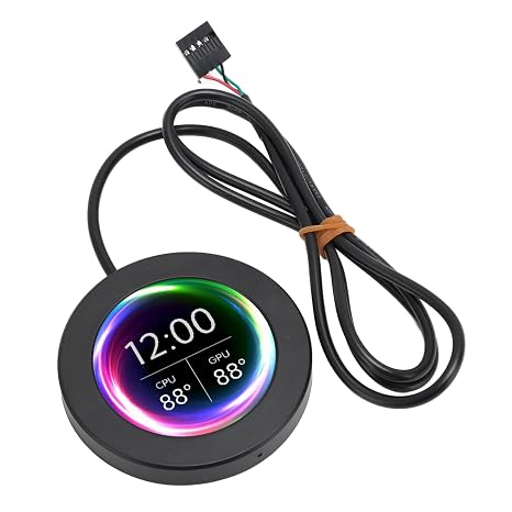 2.1 Inch AIO Computer Temp Monitor, CPU Cooler LCD Display Upgrade Kit for Water Cooling Systems, PC Sensor Panel for aida64, Desktop Auxiliary Screen (Black)