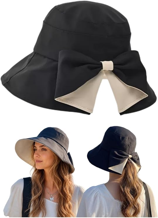 Women Bowknot Wide Brim UPF50+ Foldable Travel Beach Sun Hat | UPF50+ blocks 95% UV,breathable polyester,wired brim,ponytailfriendly bow,detachable chin strap,fits 2222.8",packable