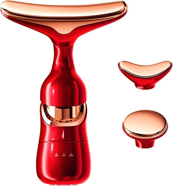 Face and Neck Wrinkle Remover Massager, 3 Different Heads, Vibrating Skin Firming, Neck and Tickle Slimming Effect, Facial Tensioning Massager, Under Eye Massager, Skin Rejuvenation Device