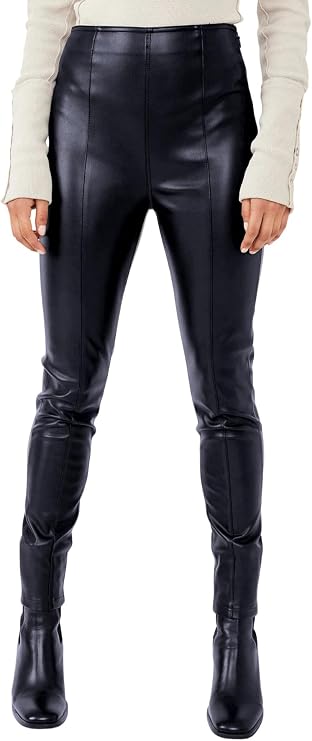 BYDIVA Pu Leather Pants for Women Sexy,Knotted Side Stacked Ruched Leather Pants Women High Waisted