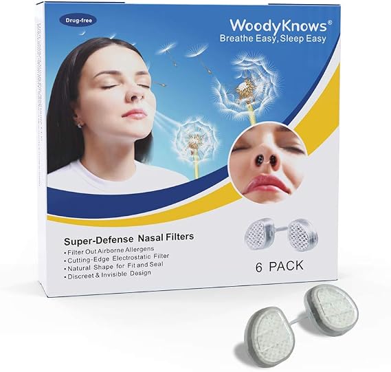 Super-Defense Nasal Filters, Seasonal Allergies and Industrial Pollution aid, Public Transportation and pet Grooming Protection (Narrow, M, 6 Pack)