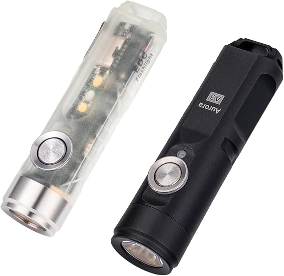 RovyVon Aurora A5 EDC Flashlight GITD Bundle with Aurora A3 G4 Keychain Flashlight Small Flashlight 650 Lumen, IPX6 Keying Light with Built-in Battery, Ideal for Camping, Hiking, Everyday Carry
