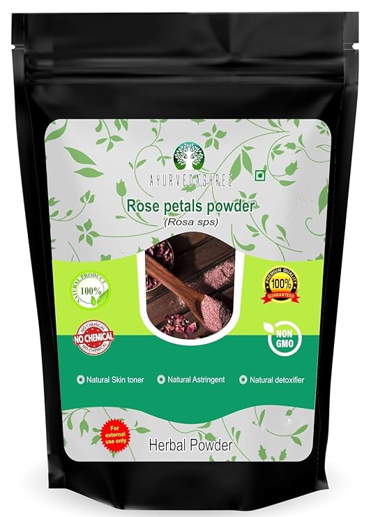 AYURVEDASHREE Rose Petals Powder 100 Gm | Rosa centifolia Natural Face Packs & Facial Mask Formulations | 100% Pure | Chemical-Free | Preservative-Free | No Artificial Color | Natural Skin Toner