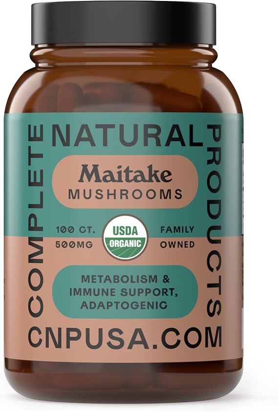 Complete Natural Products Organic Maitake Mushroom Capsules - 100ct, Immune Strength, Vegan, Non-GMO, Gluten Free
